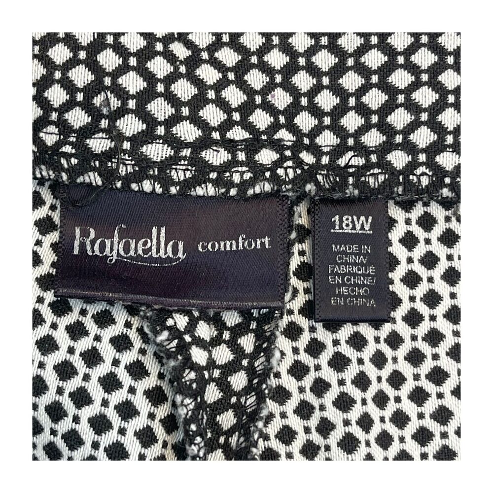Rafaella Dress Pants Women's 18 White Black Geometric High-Rise Straight Leg - Picture 6 of 6